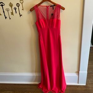 Hot pink maxi dress by BCBG with lace detail
